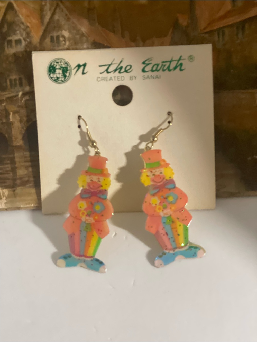 On the Earth Pink Clown Drop Earrings